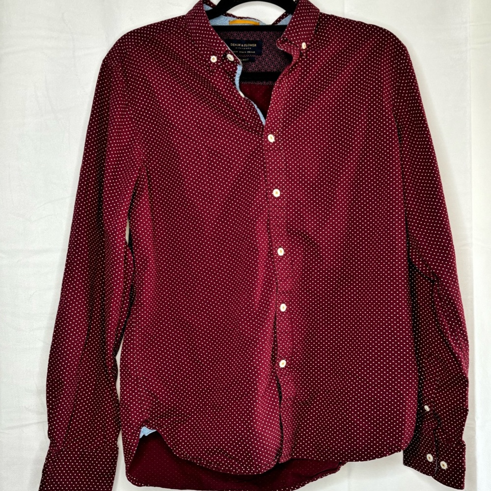 Denim & Flower Long Sleeve Button Down Shirt